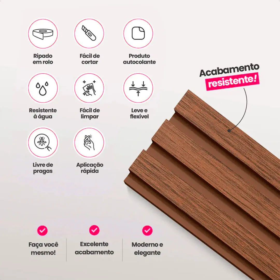 Kit Painel Ripado Autocolante | 3M Laminado | DIY
