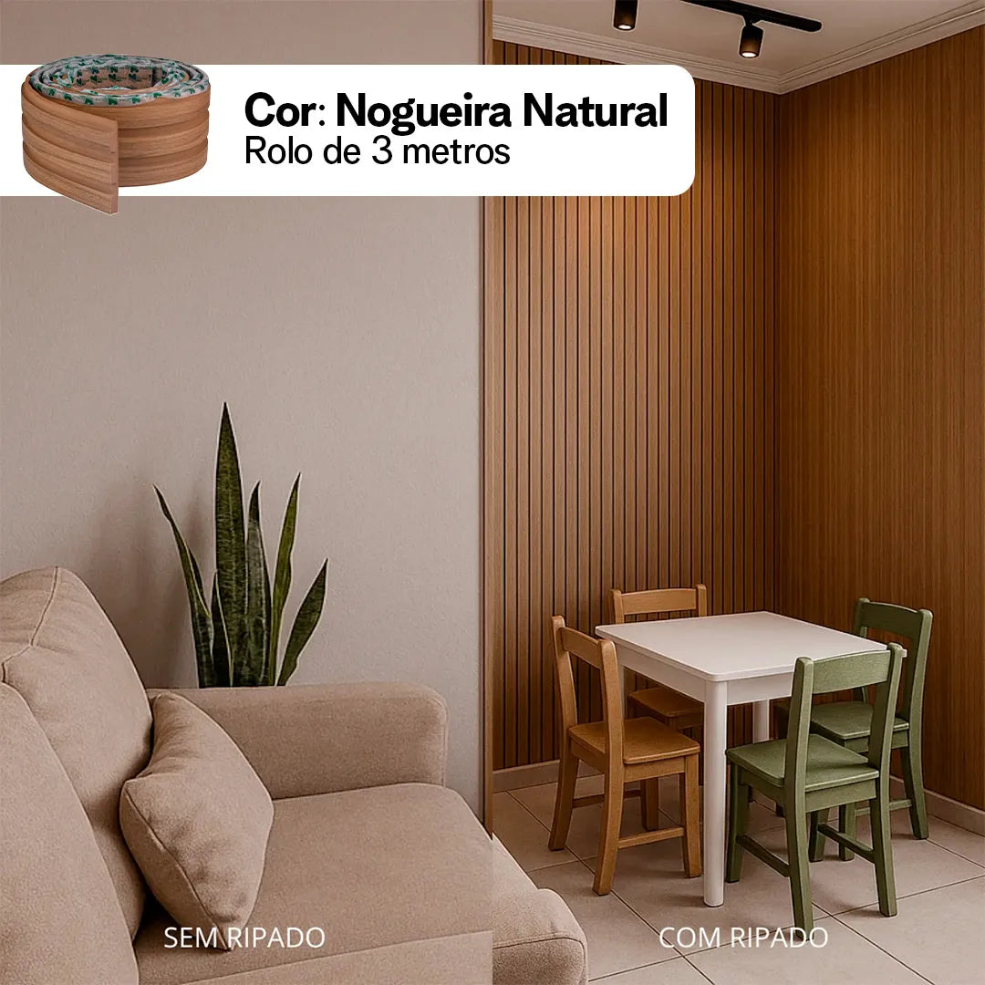 Kit Painel Ripado Autocolante | 3M Laminado | DIY