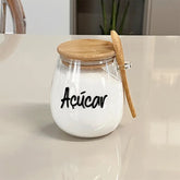 AÇÚCAR - Pote Style Hermético Tampa e Colher De Bambu 1,1L