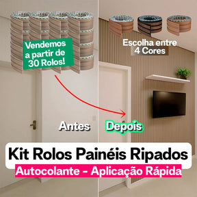 Kit Painel Ripado Autocolante | 3M Laminado | DIY