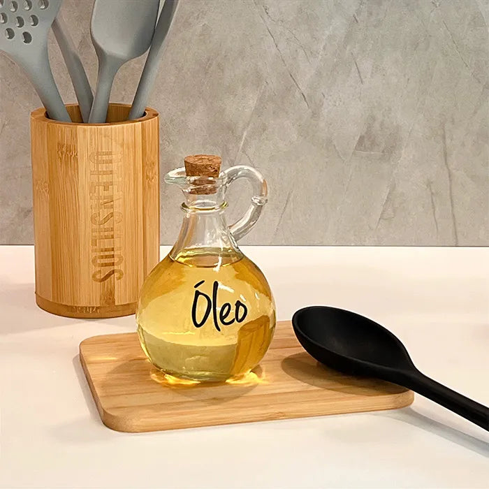 ÓLEO - Galheteiro De Vidro Borossilicato Tampa Rolha 300ml