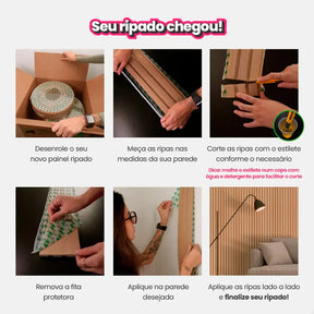 Kit Painel Ripado Autocolante | 3M Laminado | DIY
