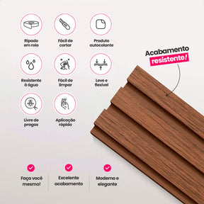 Kit Painel Ripado Autocolante | 3M Laminado | DIY