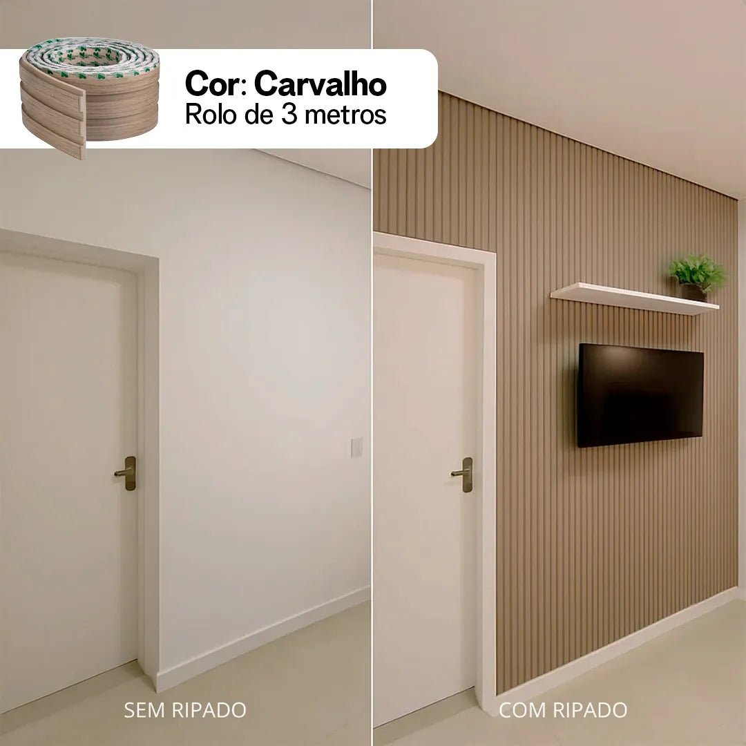 Kit Painel Ripado Autocolante | 3M Laminado | DIY